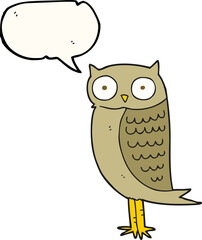 freehand drawn speech bubble cartoon owl