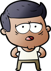 cartoon tired man