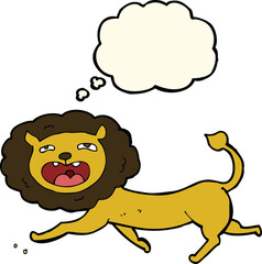 cartoon lion with thought bubble