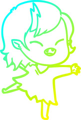 Fototapeta premium cold gradient line drawing of a cartoon laughing vampire girl
