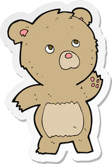 sticker of a cartoon curious teddy bear