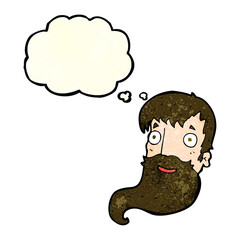 cartoon bearded man with thought bubble