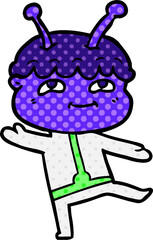 friendly cartoon spaceman dancing