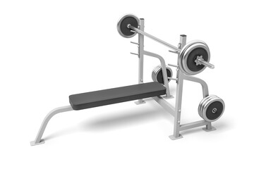 3D illustration of a weightlifting bench