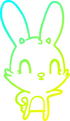 Obraz premium cold gradient line drawing of a cute cartoon rabbit