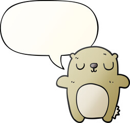 cartoon bear with speech bubble in smooth gradient style
