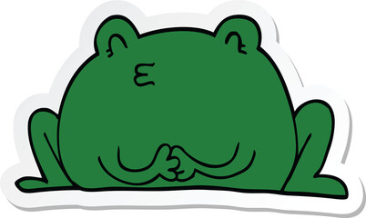 sticker of a cute cartoon frog