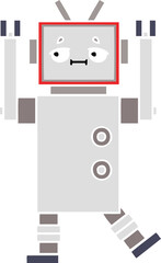 flat color retro cartoon of a robot