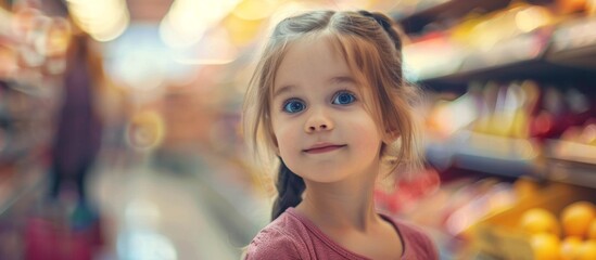 Fototapeta premium A little girl standing in a store