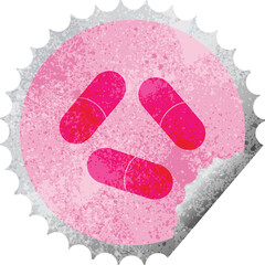 pills vector illustration circular peeling sticker