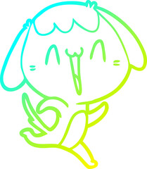 cold gradient line drawing of a cute cartoon dog