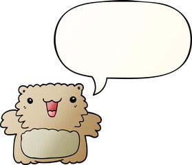 cartoon bear with speech bubble in smooth gradient style