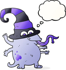 freehand drawn thought bubble cartoon halloween alien