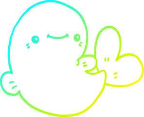 cold gradient line drawing of a cartoon whale