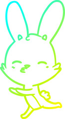 cold gradient line drawing of a curious bunny cartoon