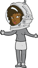 cartoon woman wearing astronaut helmet