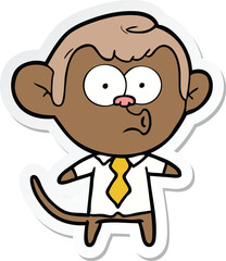 sticker of a cartoon office monkey