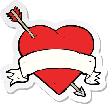 sticker of a cartoon love heart tattoo