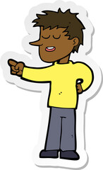 sticker of a cartoon man pointing