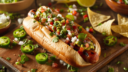 Mexican-Style Hot Dog with Avocado Salsa
