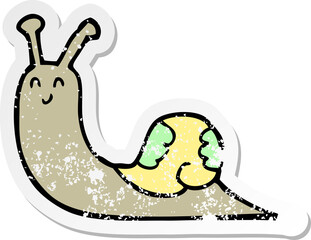 distressed sticker of a cute cartoon snail