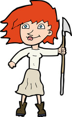 cartoon woman with spear