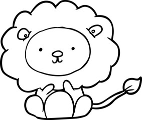 cute line drawing of a lion