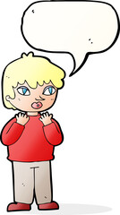 cartoon worried person with speech bubble