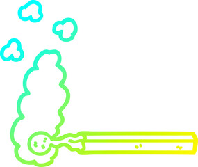 cold gradient line drawing of a cartoon burnt match