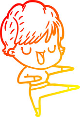 warm gradient line drawing of a cartoon woman talking