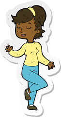sticker of a cartoon dancing woman