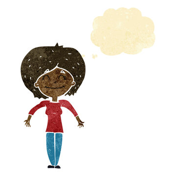recommend clip art: cartoon woman shrugging shoulders with thought bubble