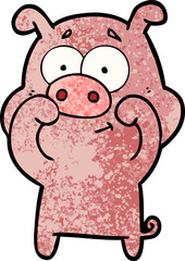 happy cartoon pig