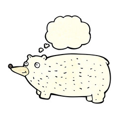 funny cartoon bear with thought bubble