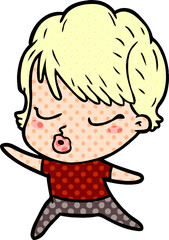 cartoon woman with eyes shut