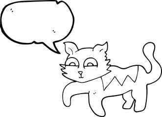 freehand drawn speech bubble cartoon cat
