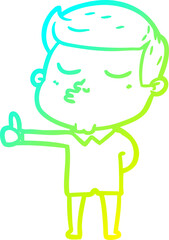 cold gradient line drawing of a cartoon model guy pouting