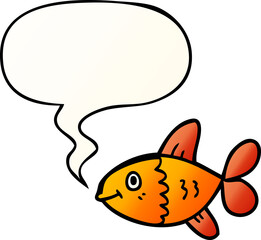 cartoon fish with speech bubble in smooth gradient style