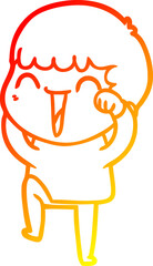 warm gradient line drawing of a cartoon happy man