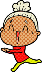 cartoon happy old lady