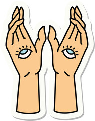 sticker of tattoo in traditional style of mystic hands