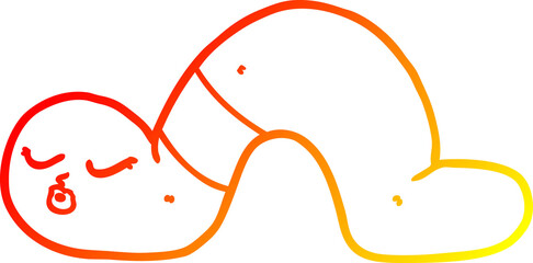 warm gradient line drawing of a cartoon worm
