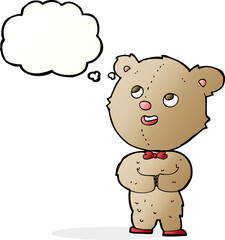 cartoon cute teddy bear with thought bubble