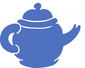 hand drawn cartoon doodle of a blue tea pot