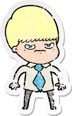 distressed sticker of a cartoon boy