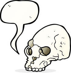 cartoon spooky skull with speech bubble