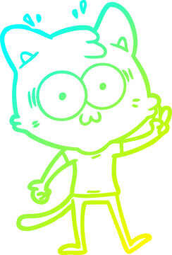 recommend clip art: cold gradient line drawing of a cartoon surprised cat