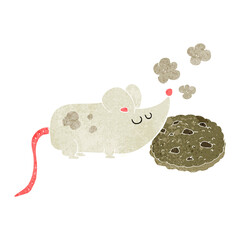 cute freehand retro cartoon mouse and cookie