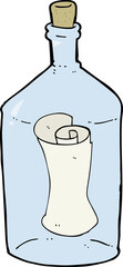 cartoon letter in bottle
