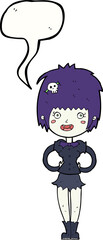 cartoon happy vampire girl with speech bubble